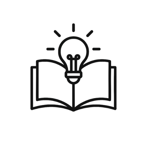 Academia Centroamericana de Ingenio 1 Ícono de un libro abierto con una bombilla encendida, representando conocimiento, aprendizaje y creatividad.